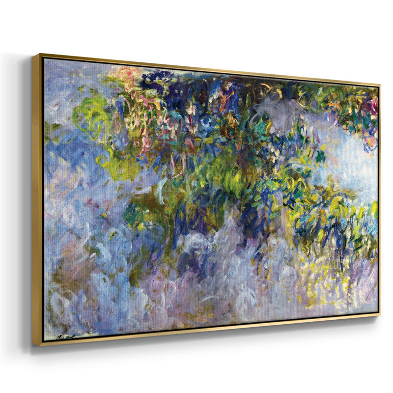 «Wisteria [1]», reproduction encadrée sur toile par Claude Monet, H 27 po x l 41 po x P 2 po, Or