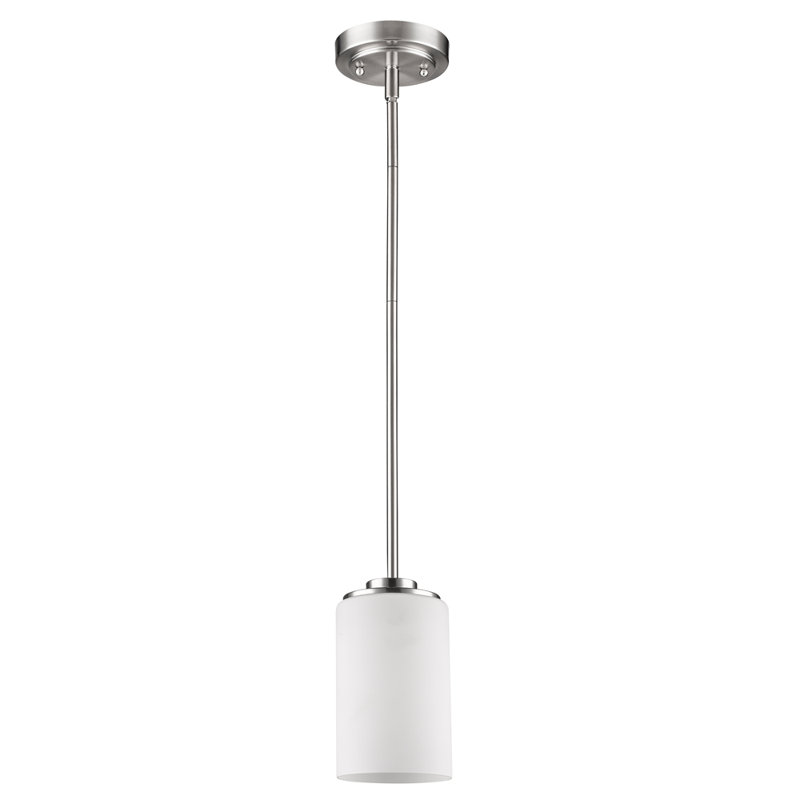 Luminaire suspendu à cylindre simple 1 lumières Vanetten, Nickel satiné
