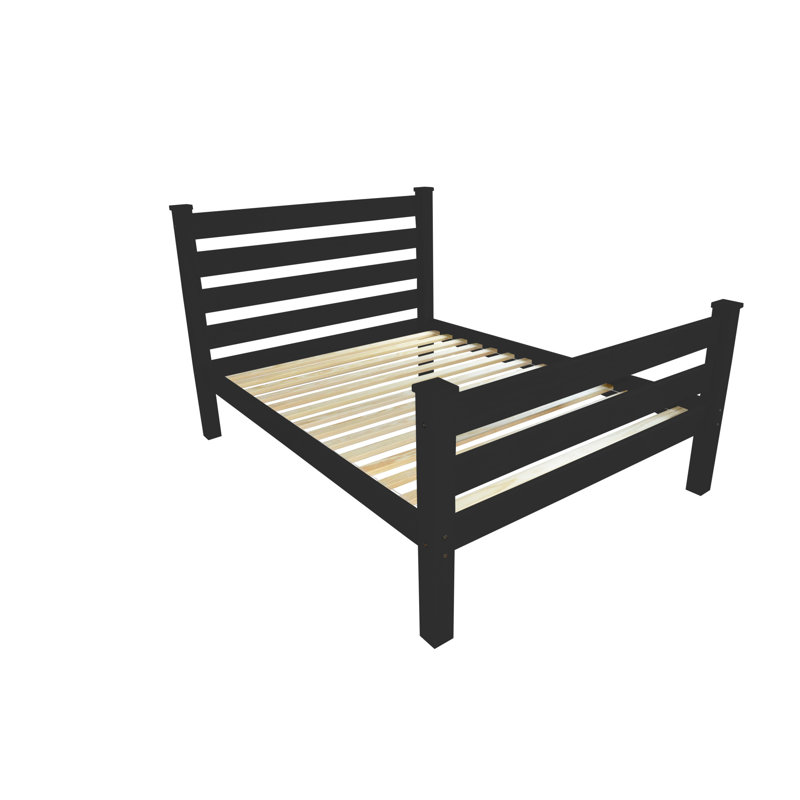 Black Solid Wood Full Bed Frame