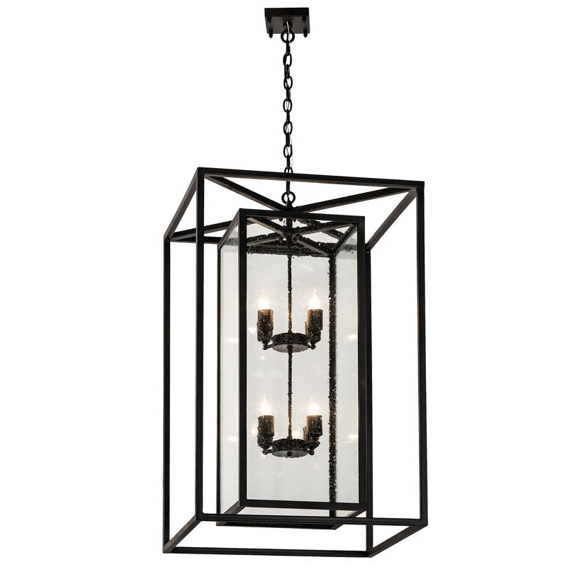 Kitzi Black and Clear Glass 8-Light Indoor/Outdoor Chandelier