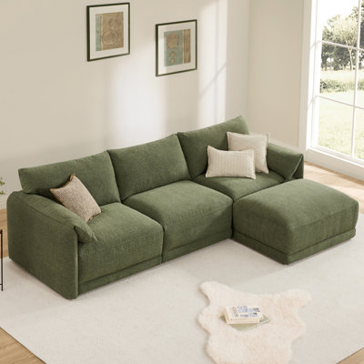 Bodhild 115.7'' Boucle 4 - Piece Modular Sectional with Ottoman