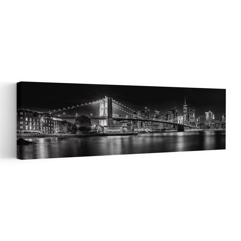 Brooklyn Bridge Night Glow by Melanie Viola - Wrapped Canvas Panoramic Print, 40.64 cm H x 121.92 cm W