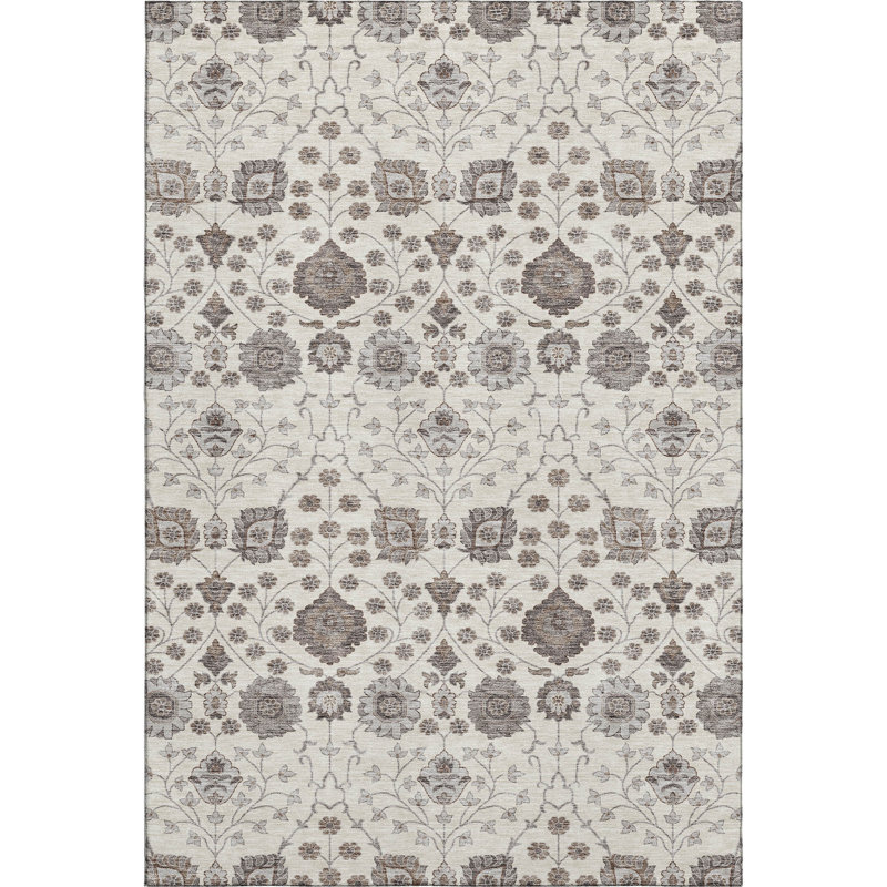 Premium Machine Washable Gurubaksh AMF1155 Floral Rug, Rectangle 10' x 14'