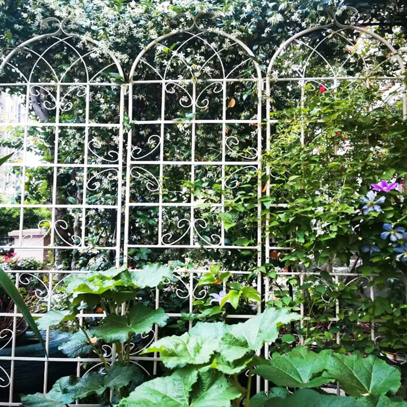 Ensemble de 2 treillis de jardin en métal 86,7 po x 19,7 po, antirouille blanc crème, supporte les plantes grimpantes telles que les vignes de lierre, les pois, la rouille facile à assembler, comme le jasmin, le raisin, l'installation