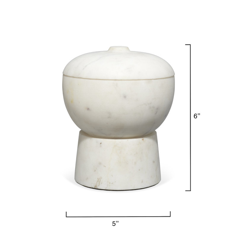 Handcrafted White Marble Decorative Storage Box with Lid