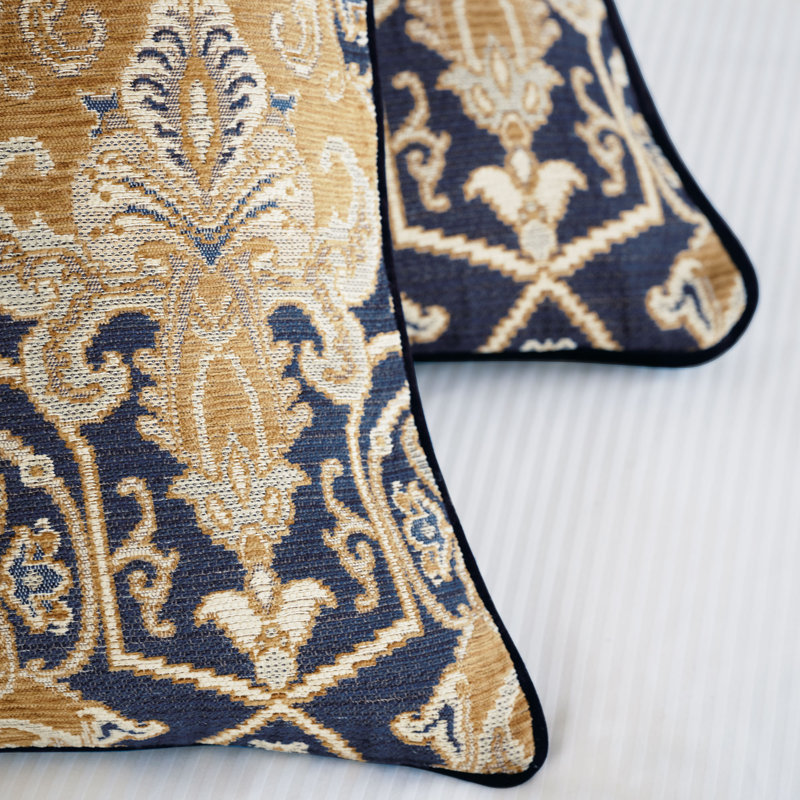 Arthur Damask Reversible Throw Pillow, Faux Down, 22"H x 22"W x 6"D
