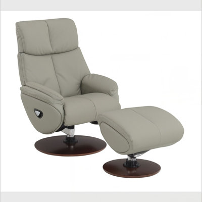 Maddux Swivel Top Grain Leather Accent Chair with Ottoman