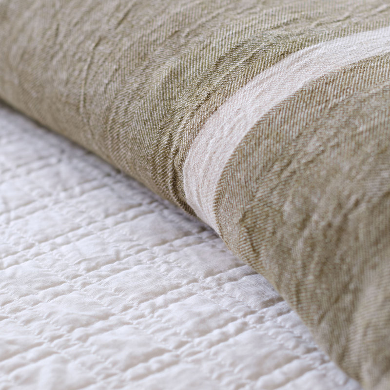  Rory Herringbone 100% Linen Duvet Cover, Queen Duvet Cover, Green