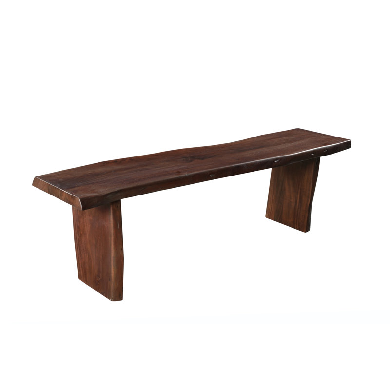Live Edge Solid Wood Dining Bench, Brown, 84" W