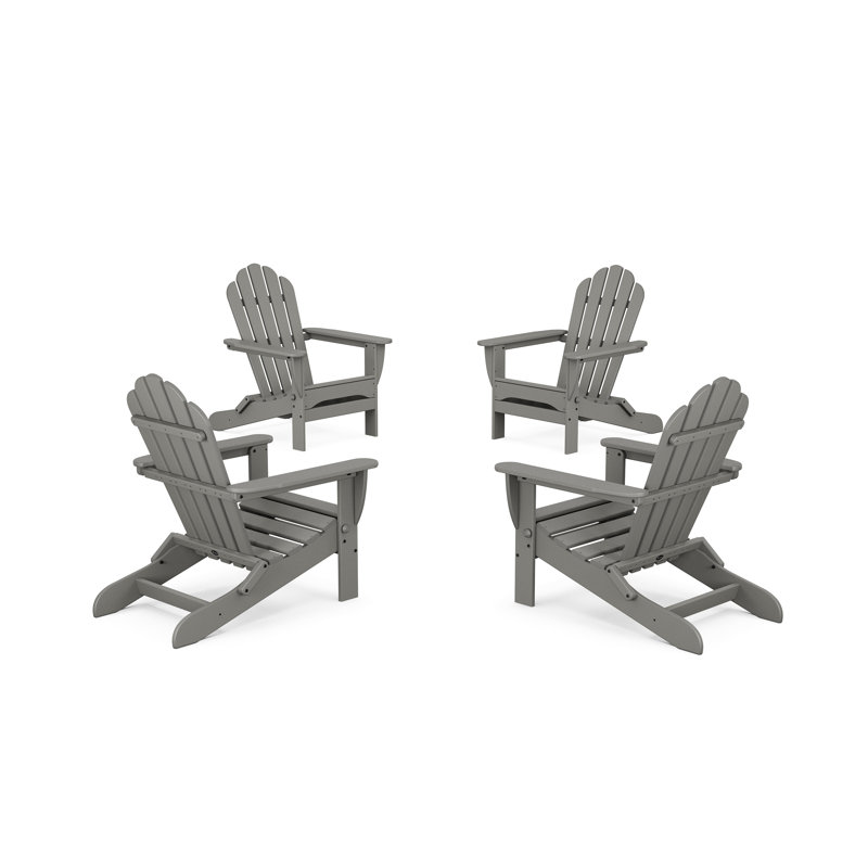 4-Piece Monterey Bay Folding Adirondack Chair Conversation Set, Stepping Stone