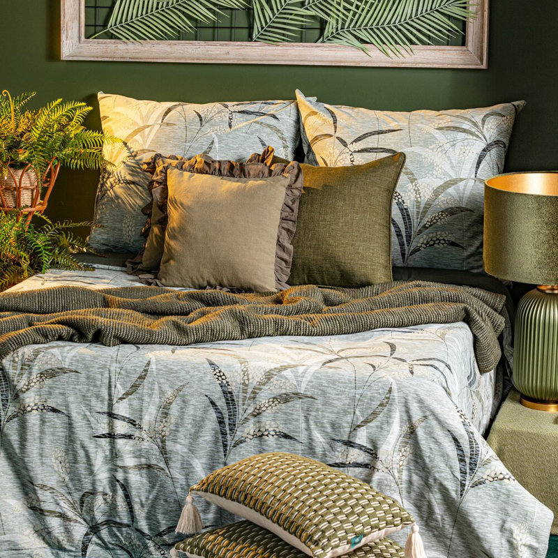Olive 100% Cotton Reversible 3 Piece Duvet Cover Set