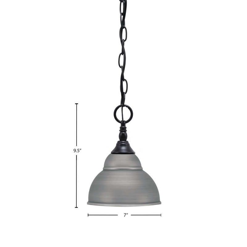 Mini-luminaire suspendu à chaîne avec abat-jour en métal à double bulles de 7 po, Nickel brossé, Noir mat