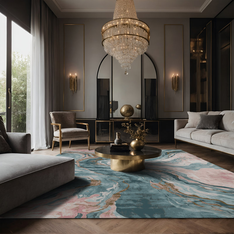 Tapis gris soyeux et moelleux, Rectangle de 5 pi x 8 pi