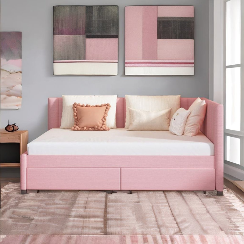Motiejus Upholstered Daybed, Pink