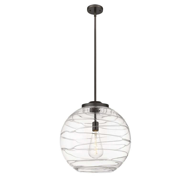 1 - Light Single Drop Pendant Pendant, Oil Rubbed Bronze, Clear, 19.5" H x 17.88" W x 17.88" D