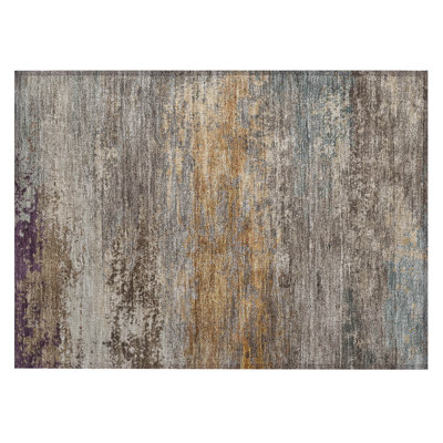 Machine Washable Indoor/Outdoor Xhevrie Brown Rug