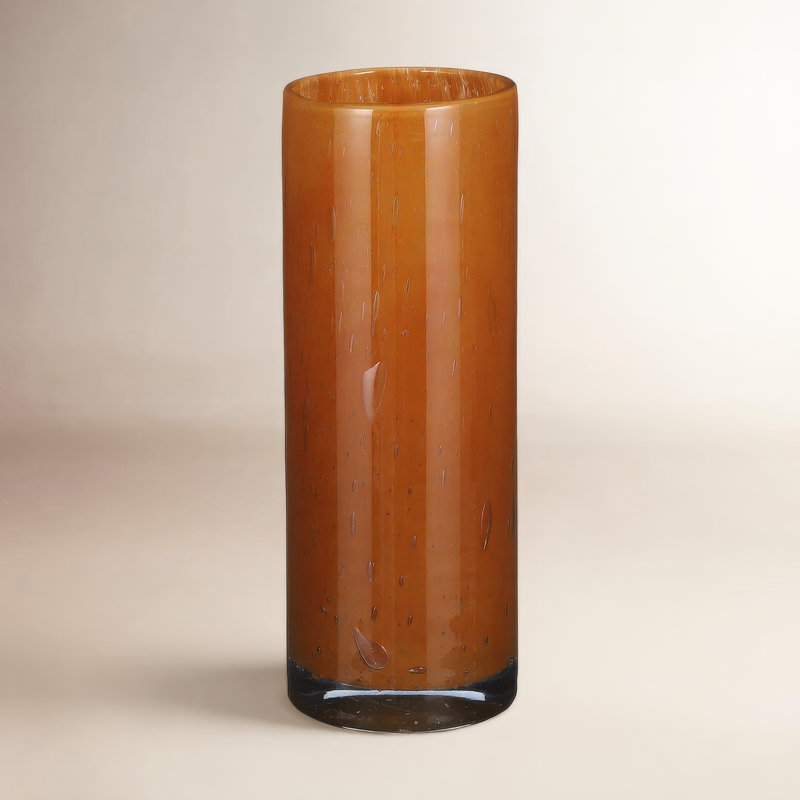 Golda Glass Table Vase, Brown, 12.25" H x 4.5" W x 4.5" D