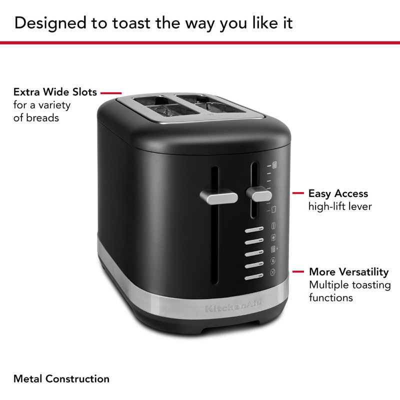 KitchenAid 2 Slice Toaster, Matte Black