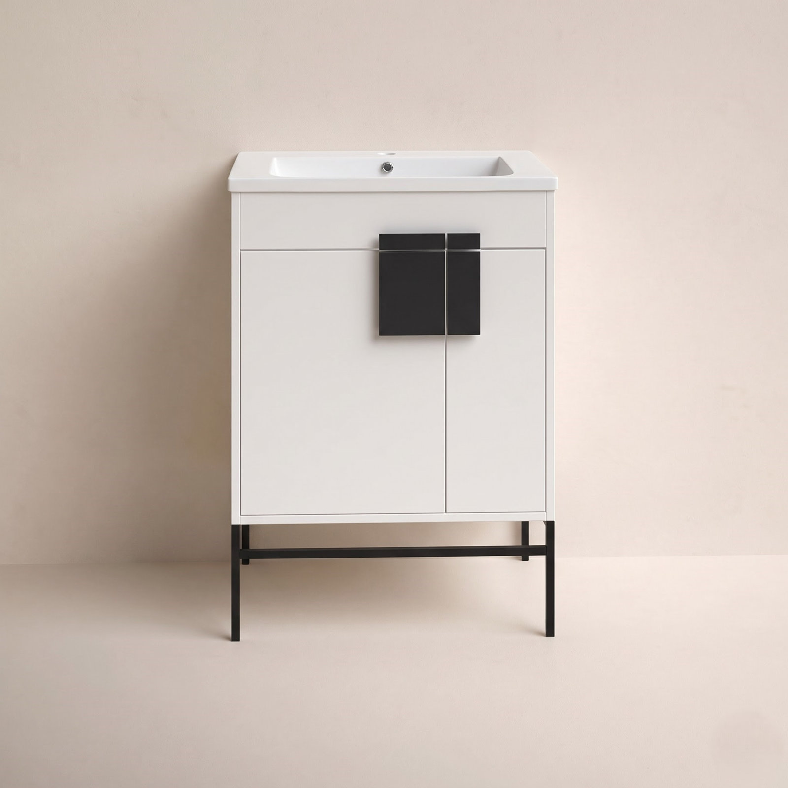 Maisie 24 " Single Bathroom Vanity, White, Black Matte