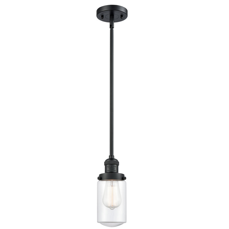 Luminaire suspendu simple à 1 lumière Saroyan, Transparent, Noir mat, Ampoule DEL 6 watts Vinage