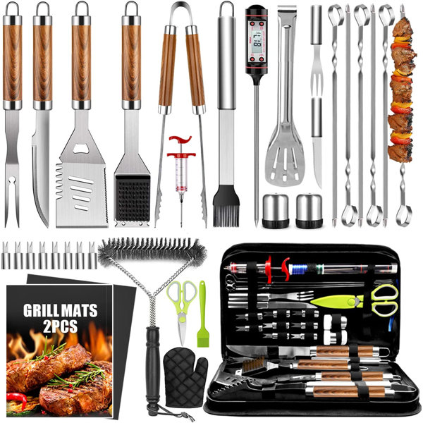 YardStash Stainless Steel Dishwasher Safe Grilling Tool Set