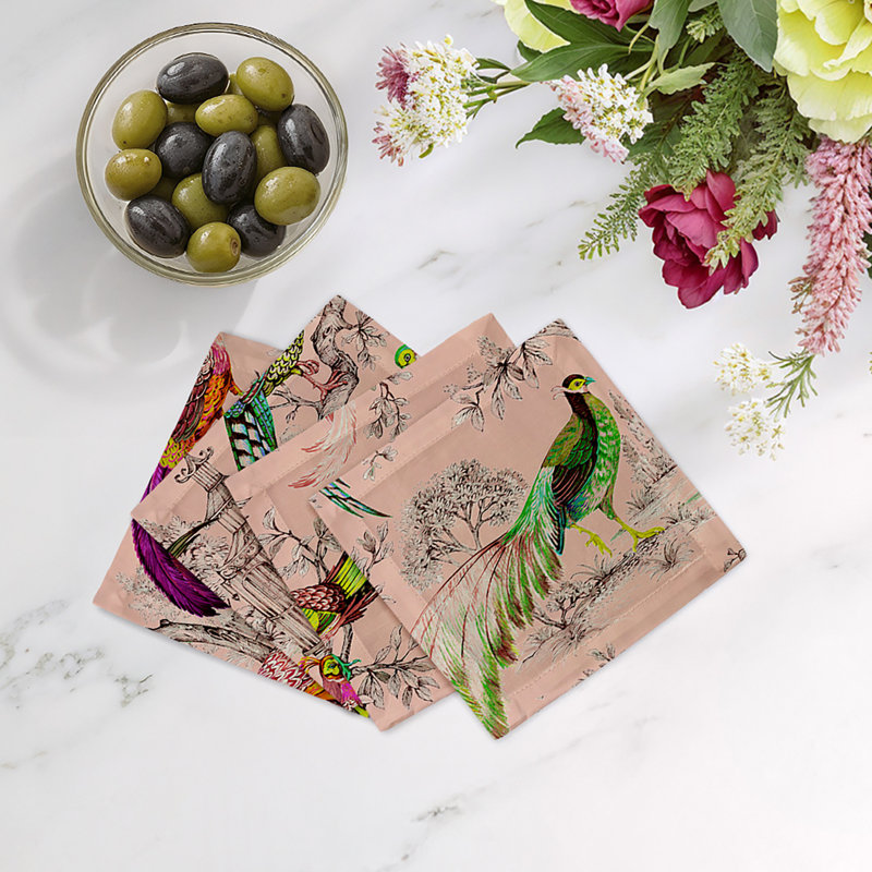 Pheasant Fall Sauvage Cotton Sateen Cocktail Napkins, Savannah