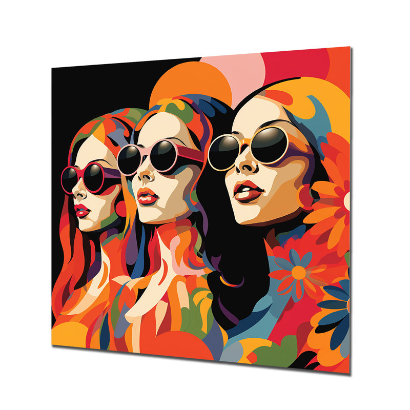 «Red Matisse's Hippie Women IV» - mode, art mural en métal, H 16 po x l 16 po x P 1 po