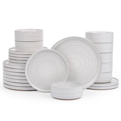 Ensemble de 24 assiettes et bols de cuisine, 24 pièces, blanc