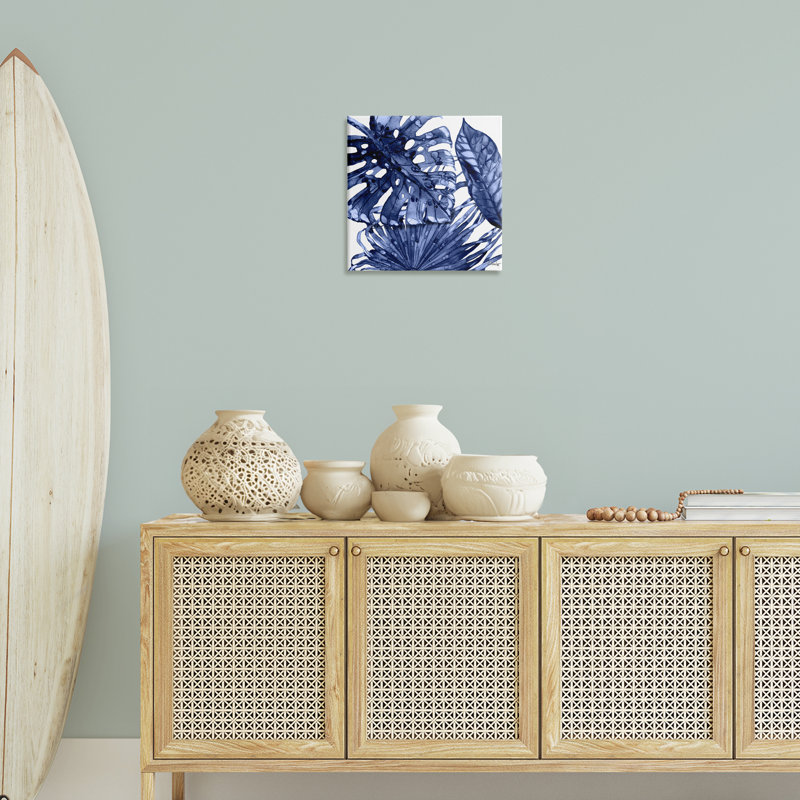 "Blue Hued Palms", art mural sur toile par Paul Brent, H 17 po x l 17 po