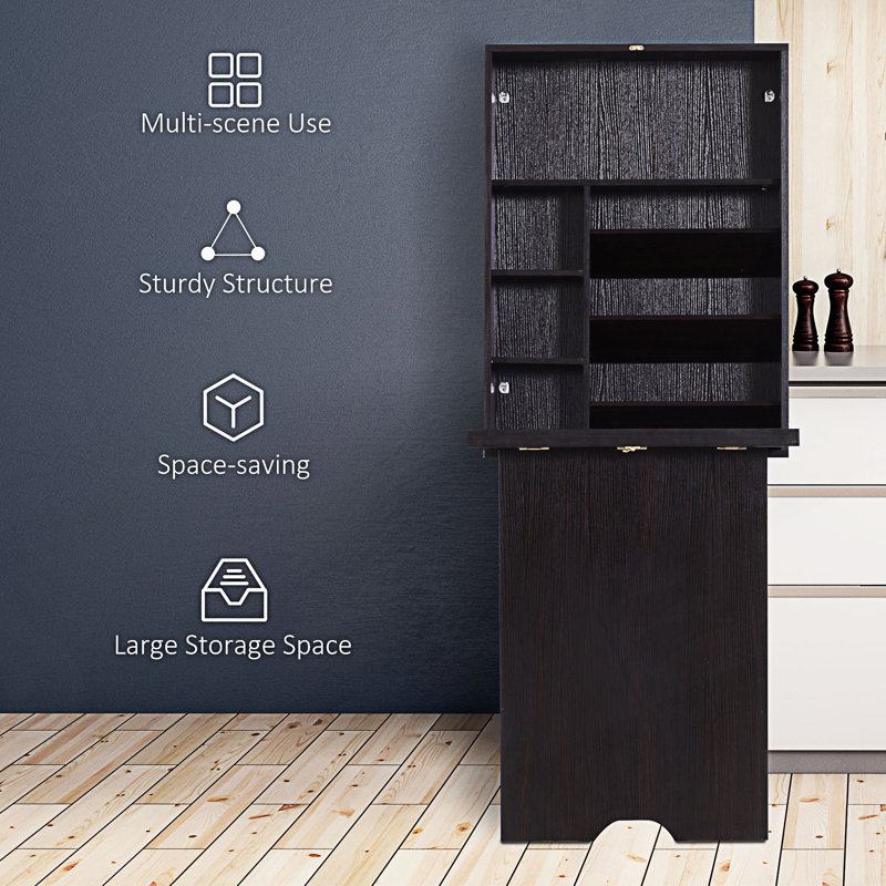 Wall Mounted Fold Out Convertible Desk, Multi-Function Floating Desk, Black