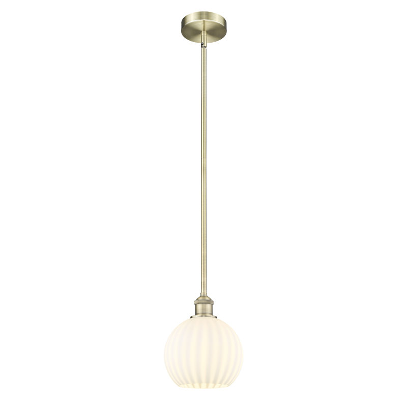 Luminaire suspendu 12 po Edison White Venetian, H 9,5 po x l 8 po x P 8 po, Laiton antique
