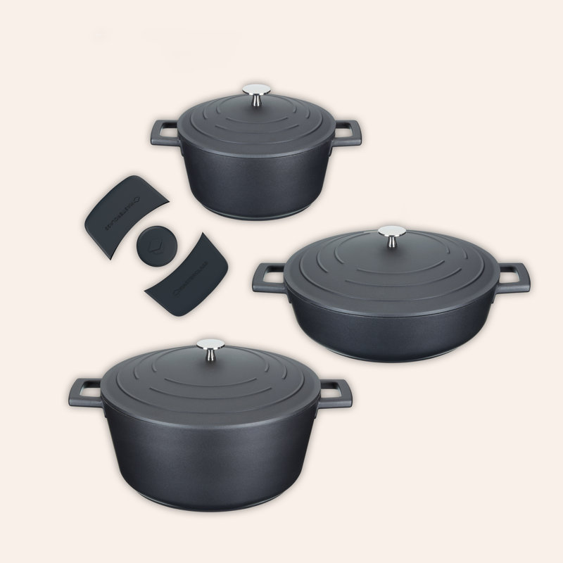 3pc Black Cast Aluminium Casserole Dish Set