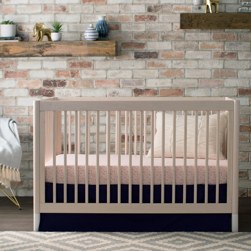 Washed Natural and White Pine 4-in-1 Convertible Toddler Crib
