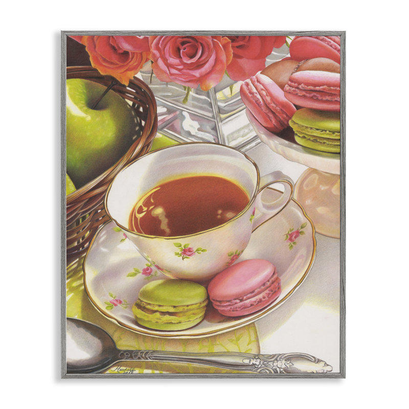 Thé avec art macarons par Mardell Schuster, Estampe numérique Farmhouse, H 30 po x l 24 po