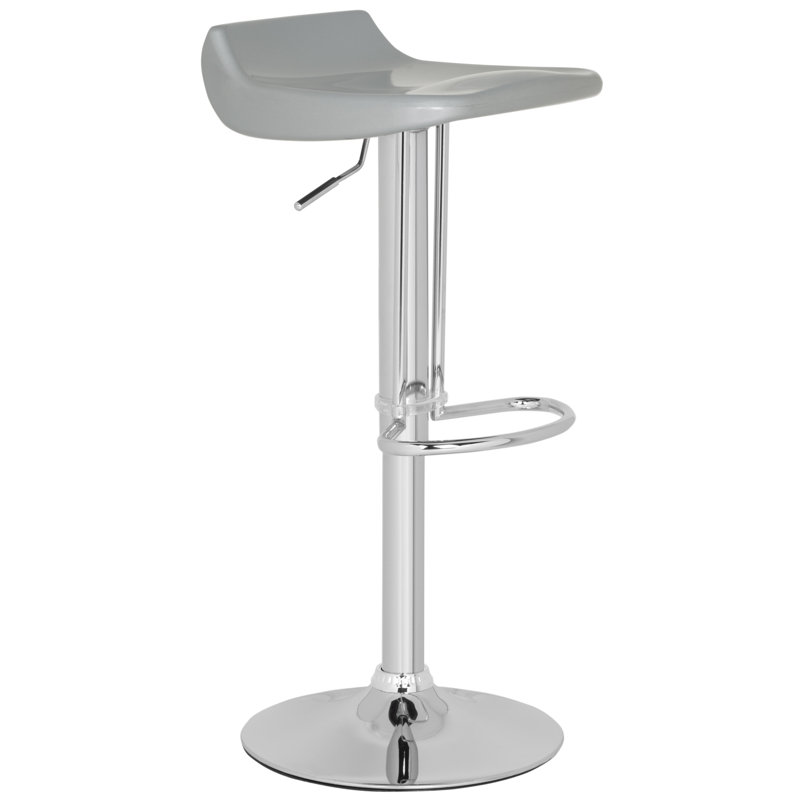 Arub Swivel Adjustable Height Counter Stool with Metal Frame, Silver