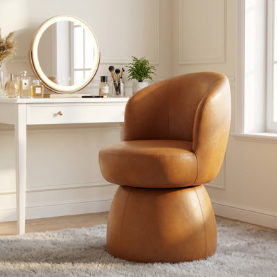 Faux Leather Upholstered Swivel Wingback Accent Chair