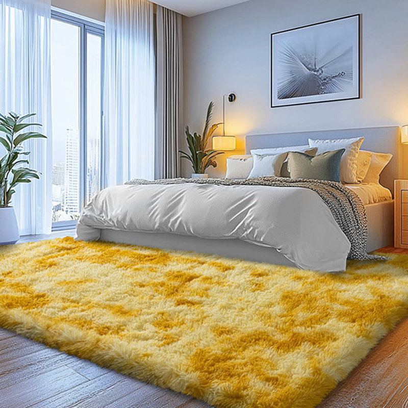 Shag Rug Soft Fluffy -Indoor Area Rug for Living Room Bedroom Nursery Kids Room, Rectangle 8' x 10', Tie-dye Yellow