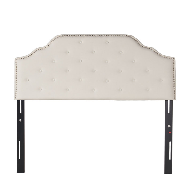 Tufted Upholstered Headboard Queen Size, Solid Wood Head Board With Durable Metal Legs, Adjustable Height Queen Headboard With Nailhead Trim,Fabric Headboard In Modern Button Tuffted Design