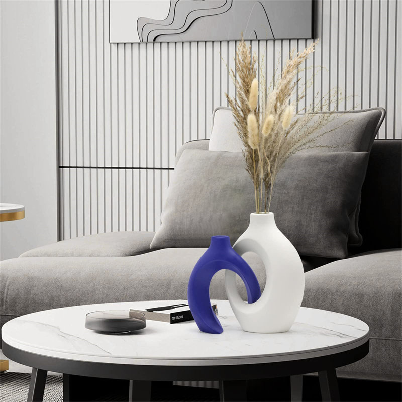 Danett Ceramic Table Vase, Blue/White