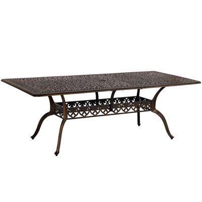 Kamuran Rectangular Metal Outdoor Dining Table With Umbrella Hole , 41.7'' in. W 86.6'' in. D
