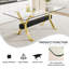 1 table et 8 chaises. Moderne, simple et luxueuse table de salle à manger rectangulaire en verre trempé et bureau avec 8 pieds en polyuréthane plaqué or blanc de 79 po x 39 po x 30 po-35482711