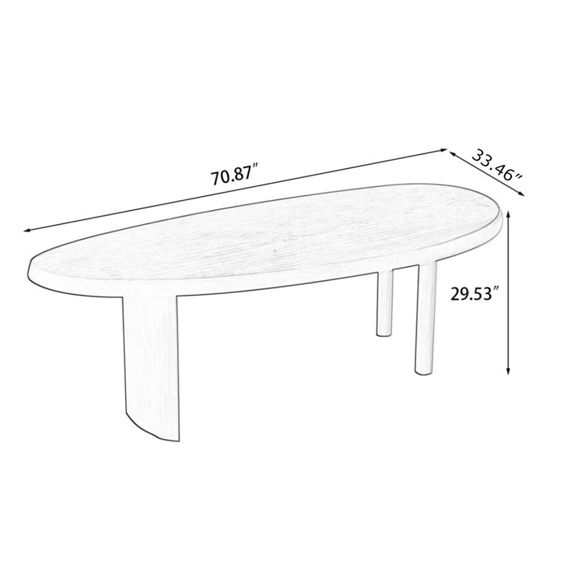 Table de salle à manger Brown, H 29,53 po x L 70,87 po x l 33,46 po
