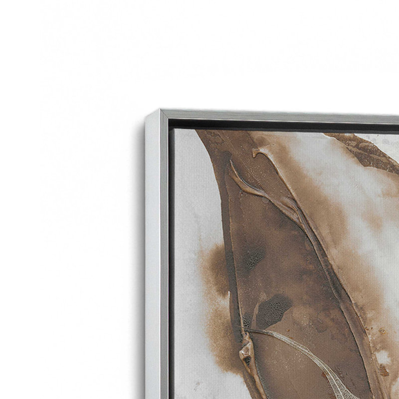 «Gilded Leaf Collage v2 II» par Chris Paschke, reproduction d'art sur toile, H 12 po x l 12 po, Cadre flottant, Argent argent
