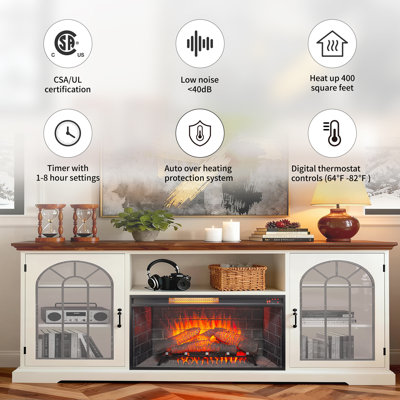  36" Electric Fireplace Insert, Adjustable Thermostat & Flame Brightness, Remote Control, 8h Timer, 1500w Fireplace