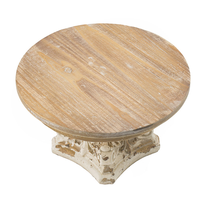 Support à gâteau, assiette à gâteau en bois avec base en magnésium, H 5,30 po x l 9,50 po x P 9,50 po