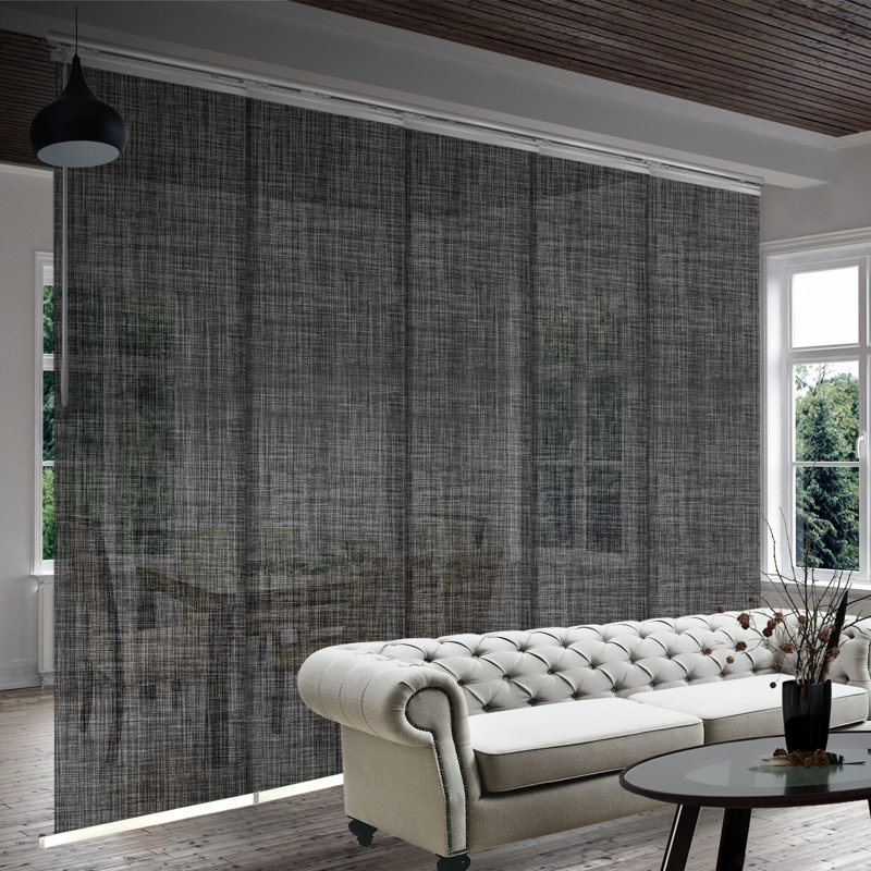 Rail extensible à panneau simple 5 panneaux Tweed T245-P62AB de l 58 po à 110 po de largeur, Nickel satiné