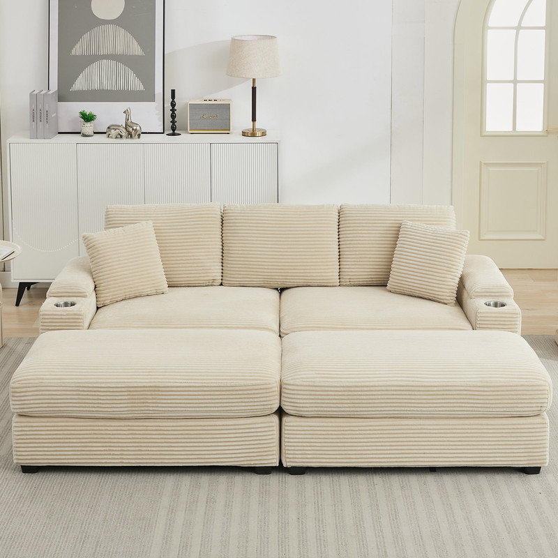 Ensemble de canapé-lit modulaire convertible Boneless Combination, Beige