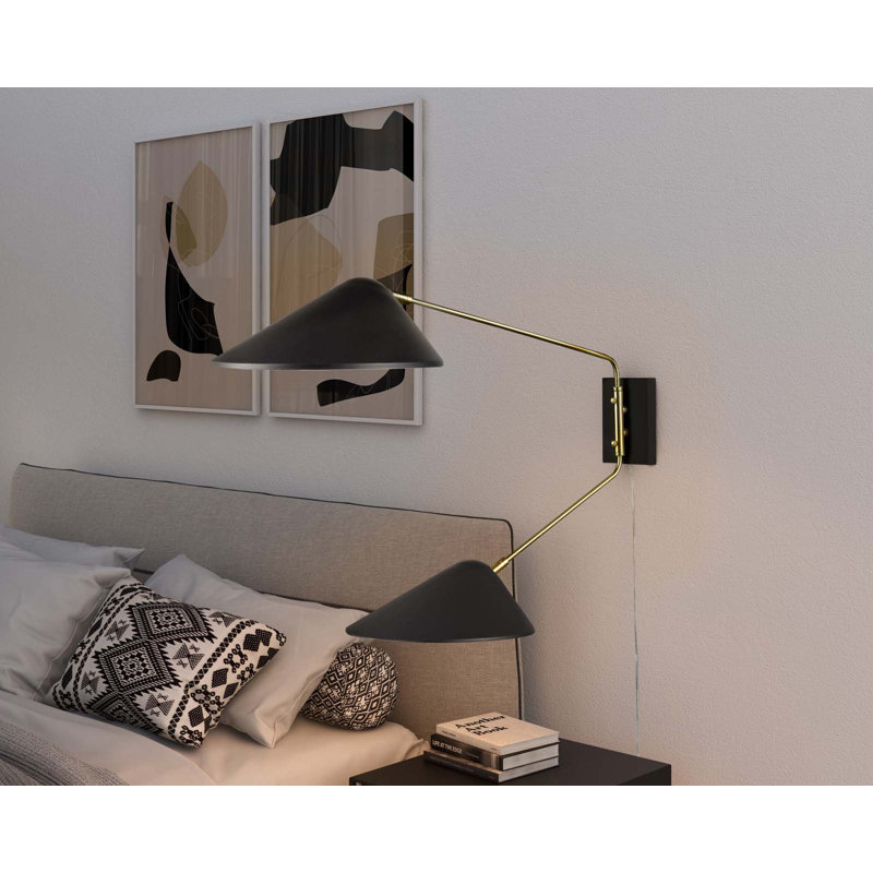 Modway Journey 2-Light Swing Arm Wall Sconce, Black