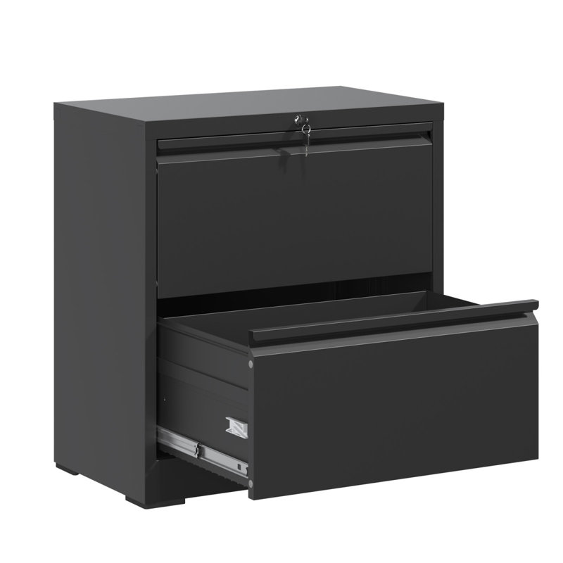 2 Drawer Lateral File Cabinet With Lock, Metal Lateral Filing Cabinet For Home Office, Steel Wide Horizontal Filing Cabinets For Letter/Legal/A4/F4 Hanging Files