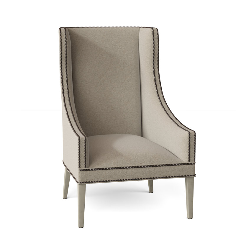 Frances Wingback Chair, Aged Bronze, Straw (3162 08), Espresso